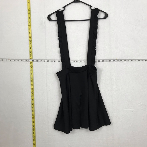 Shein Sz Small Ruffle Suspender Mini Black Flowy Womens Skirt - Picture 4 of 7